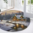 ARISTURING Snowy Landscape Flannel Floor Mat Round Living Room