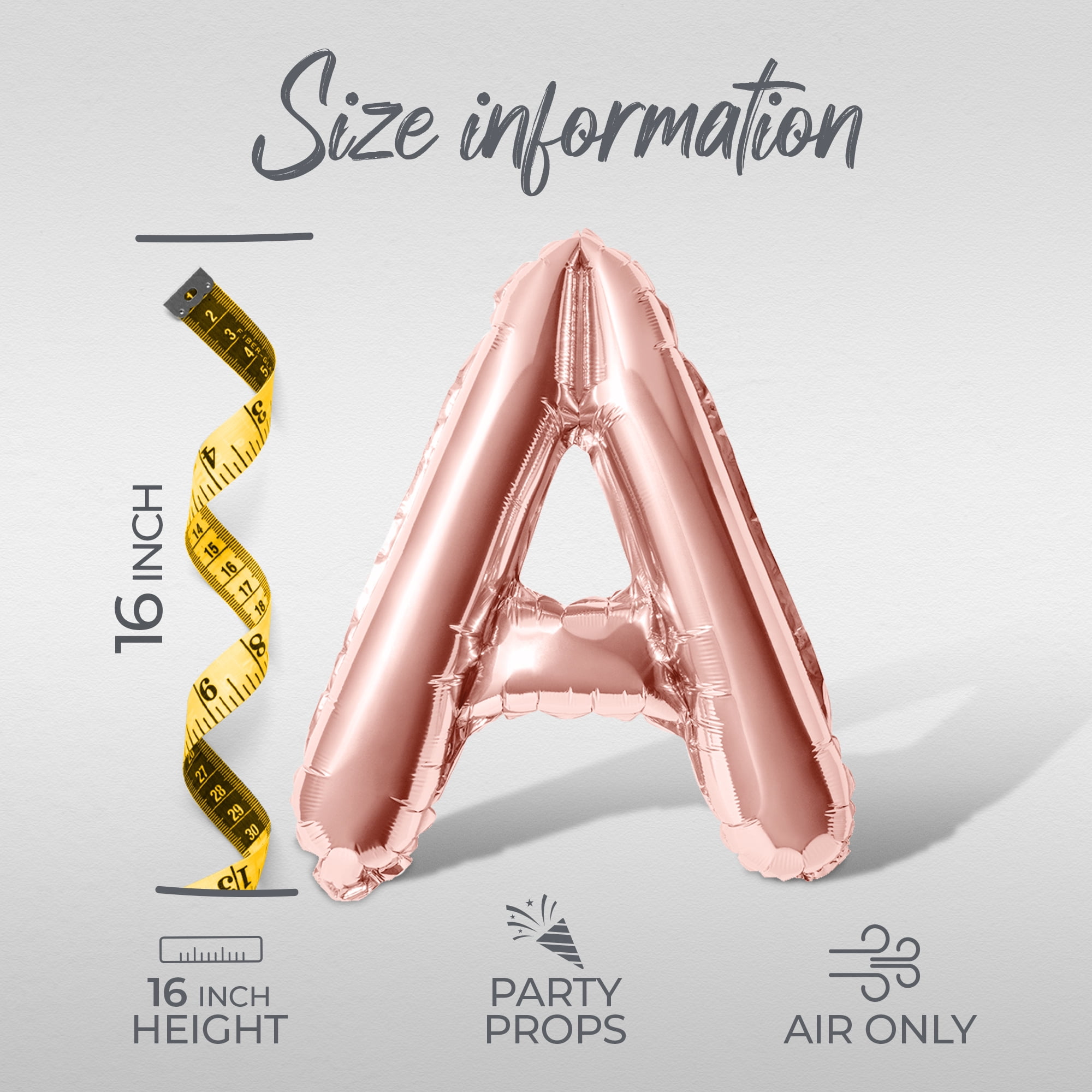 Cursive Script Letter Balloons - OFFICIALLY A TEENAGER 16" Inch Alphabet Letters Foil Mylar Balloon 13th Birthday Party Banner (Rose Gold)