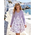 thumbnail image 3 of Aideaone Girls Dress Set Floral Spaghetti Strap Dress with Cardigan for Tweens Teens 7-14 Years, 3 of 8
