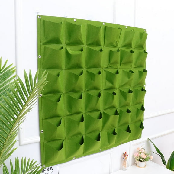 MLINS Wall Hanging Planting Bag Vertical Multi-Pocket Planter Felt Growing Bag for Home Balcony Garden Outdoor (Green, 36-pockets)