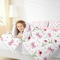 thumbnail image 4 of jejeloiu Cute Cartoon Bow Bedding Comforter Set,Rustic Floawer Floral Twin Comforter Sets,Pink White Bedding Set For Teens,Microfiber Bedroom Decor Reversible,2-Piece, 4 of 8