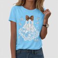 thumbnail image 2 of TOWED22 Halloween Shirts Woman Ghost Graphic Crewneck Short Sleeve Tee Shirt Short Sleeve Funny Tops Tshirts(Sky Blue,L), 2 of 6
