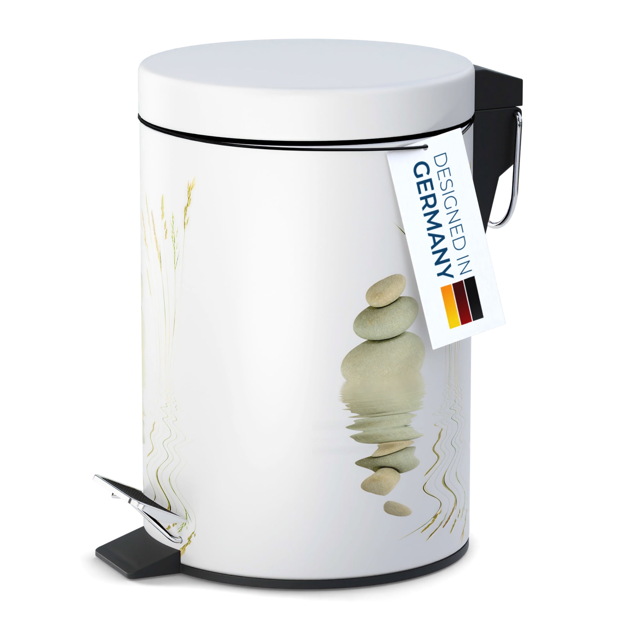 Sanilo Trash Can 1.3 Gallon with Soft Close, Many New Cosmetic and Kitchen Waste Bins Available, Bathroom Bin with Inner Bucket (Balance)