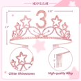 thumbnail image 5 of MEANT2TOBE 3rd Birthday Sash and Tiara for Girls - Fabulous Glitter Sash + Stars Rhinestone Pink Premium Metal Tiara for Girls, 3rd Birthday Gifts for Princess Party, 5 of 7