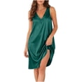 thumbnail image 2 of Hvogkswy Nightgowns for Women V Neck Sleeveless Wide Strap Knee Length Sleep Dress Loose Flowy Casual Vacations Lounge Nightwear, 2 of 5