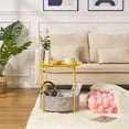 thumbnail image 3 of VECELO Round Side Table with Storage, Metal Small Nightstand with Removable Tray Top and Fabric Storage Basket for Living Room, Bedroom, Nursery, Laundry, Yellow, 3 of 8