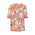 thumbnail image 5 of Women's Summer V Neck Tops Tie-dye/Floral Printed Short Sleeve Summer Graphic Tee Shirts Loose Fit Plus Size Casual Tshirts (XL, Orange), 5 of 7