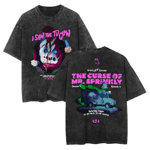 I Saw the TV Glow Movie Merch Retro washed T-shirt unisex pure cotton short sleeved casual round neck T-shirt