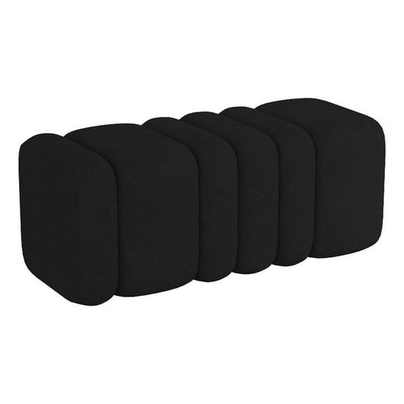 Pemberly Row Contemporary Boucle Fabric Large Ottoman Bench Black