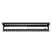 24-Port Modular Patch Panel,1U, Black, Shielded