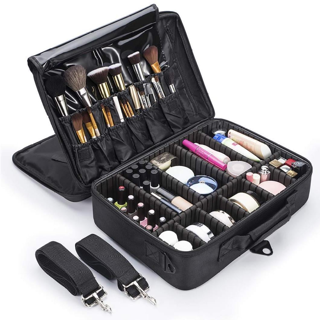 OEWOER Large Makeup Case PU Leather Makeup Bag 3 Layers 16 Inches  Professional Makeup Train Case Cosmetic Bag Travel Make Up Brush Organizer  and