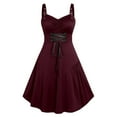 thumbnail image 2 of PXLKNZH Halloween Costumes for Women Sleeveless Pleated Gothic Lace Up Corset Dress Medieval Renaissance Dresses,Wine,XXL, 2 of 6