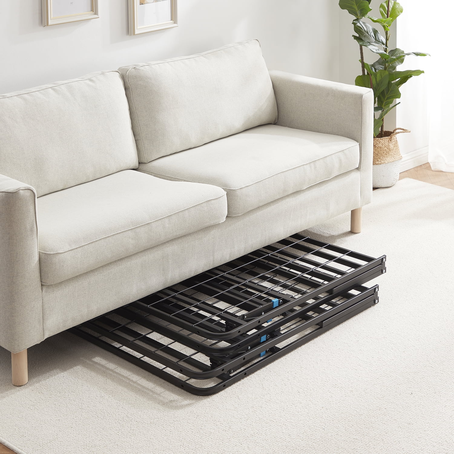 Lammaloe Foldable Twin XL Bed Frame with 14" Storage, Metal Platform Foldable Bed Base, No Box Spring Required, Tool Free Assembly