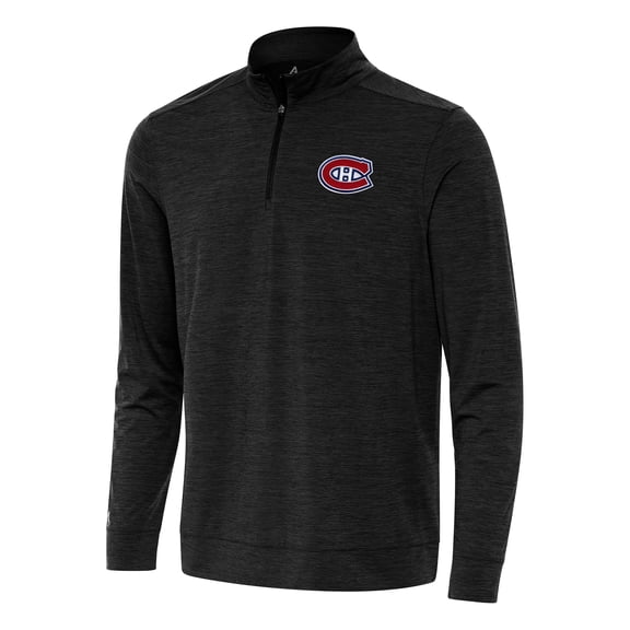 Men's Antigua Heather Black Montreal Canadiens Bright Quarter-Zip Top