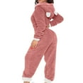 thumbnail image 7 of Pajamas Jumpsuit for Women - V Neck Plush Loungewear Nightdress One Piece Set Sleepwear, 7 of 7