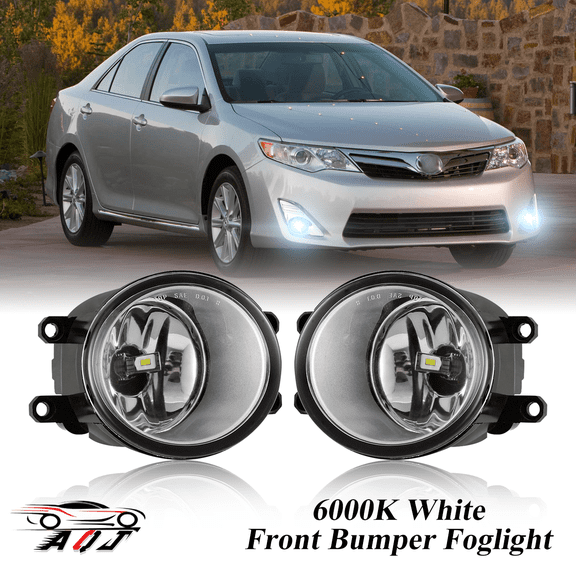 Pair Front Fog Lights Kit for Toyota Camry 2007-2014, 6000K White Off-Road Lamps Black Front Bumper LED Foglights