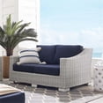 thumbnail image 3 of Modway Conway Modern Rattan & Fabric Outdoor Loveseat in Navy/Light Gray, 3 of 10