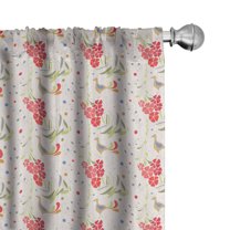 Ambesonne Exotic Curtains, Bird Leaves Flowers Pattern, Pair of 28"x95", Dark Coral and Pale Green