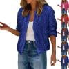 purcolt Women's Shiny Sequin Jacket Open Front Zip Up Sparkly Glitter Cropped Jacket Casual Long Sleeve Cardigan Coat for Club Party, S-XXL