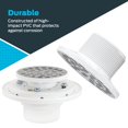 thumbnail image 3 of EZ-FLO 15301 - Drenaje de ducha de PVC de perfil bajo para suelo y baño, filtro de 4 pulgadas con tornillos de acero inoxidable, PVC, 5.08, Blanco, 3 of 6