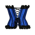thumbnail image 3 of Corsets for Women Striped Slimming Ruffles Ruched Bustier Bodysuit Retro Boned Overbust Push Up Lace Up Halloween Cosplay Girdle for Women Blue L, 3 of 3