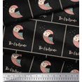 thumbnail image 3 of Soimoi Black Poly Georgette Fabric Text & Owl Bird Print Sewing Fabric Yard 42 Inch Wide, 3 of 5