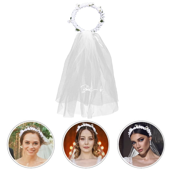 FUEENIRVA Bridal Flower Wreath Headband White Simulation Flowers for Wedding Party