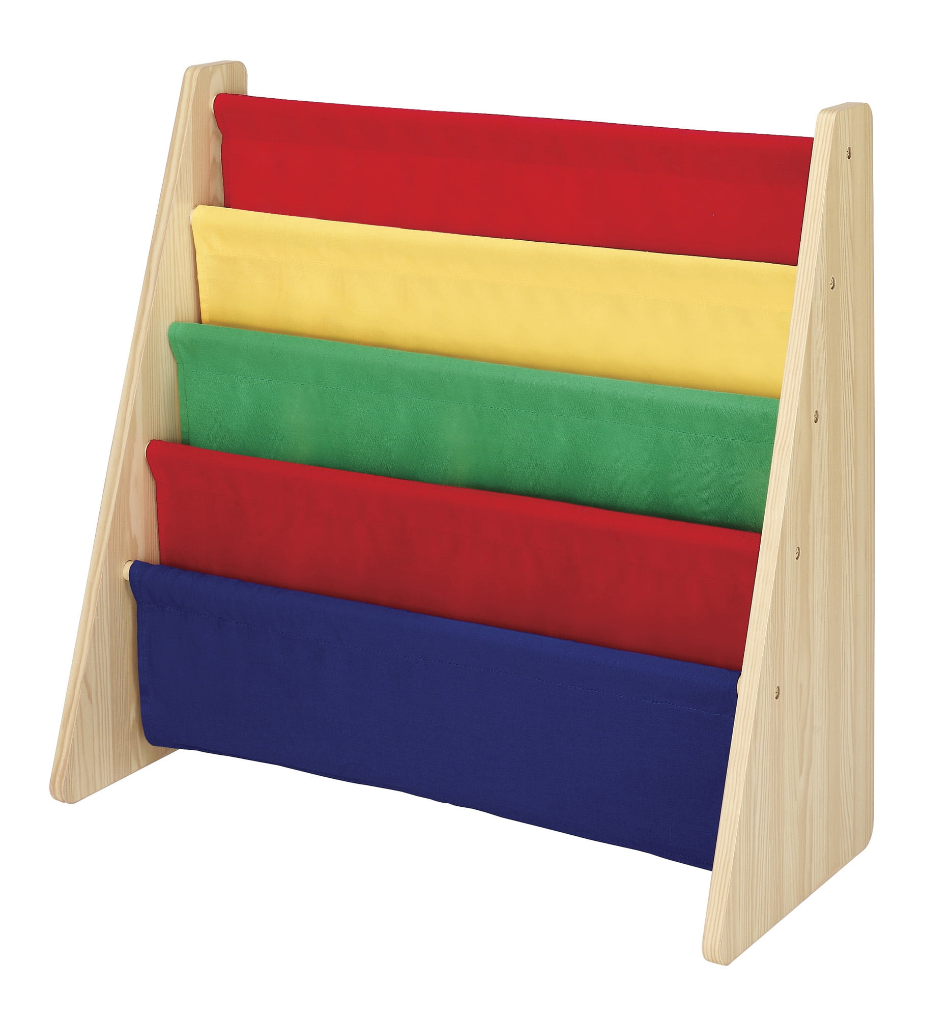 Whitmor Kids 4 Sling Shelf Book Organizer Wood Primary Colors