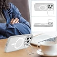 thumbnail image 5 of Magnetic for iPhone 15 Pro Case with Screen Protector, Built-in Metal Camera Kickstand,[Compatible with Magsafe] [Wireless Charging] Matte Protective Phone Cover for Men, Women, Girls - Clear, 5 of 14