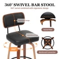thumbnail image 4 of CRERIYO 360° Swivel Counter Height Bar Stools Set of 3, PU Leather Upholstered Bar Chairs with Bentwood Legs and Backrest for Kitchen Island, Black, 4 of 8