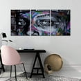 thumbnail image 3 of Hieng Large Living Room Canvas Wall Art 3 Panels Graffiti Black Woman Portrait Poster Abstract Street Pop Artwork for Bedroom Bathroom Wall Decor, 3 of 5