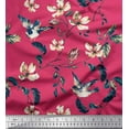 thumbnail image 1 of Soimoi Rayon Fabric Robin,Leaves & Wildflower Floral Print Fabric by Yard 56 Inch Wide, 1 of 1
