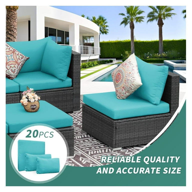 Alieon Outdoor Cushion Slipcovers Replacement 27x27 Olefin Patio Sofa Cushions Cover with Zipper Aqua Cushion Covers for Backrest Pillow Outdoor