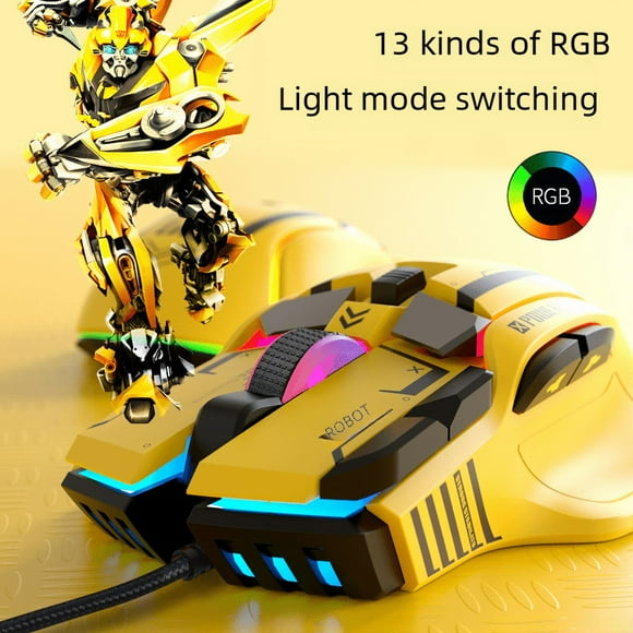 Juego de programación macro de 10 teclas Diseño de versión mecha de ratón Ingeniería humana Ratón mecánico de computadora con cable Retroiluminación RGB