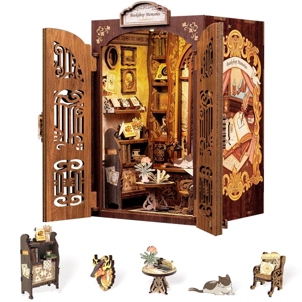 Kit de bricolaje en miniatura para casa y habitación, libro, libro Fsolis Bookshop Memory