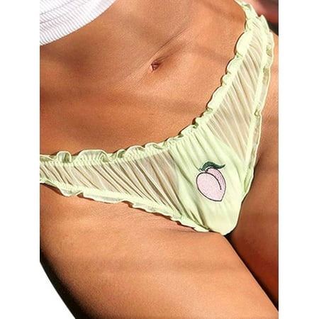 

Cilcicy Women Ruffled Underpants Hipster Cute Lolita Fruit Mesh Briefs Panties