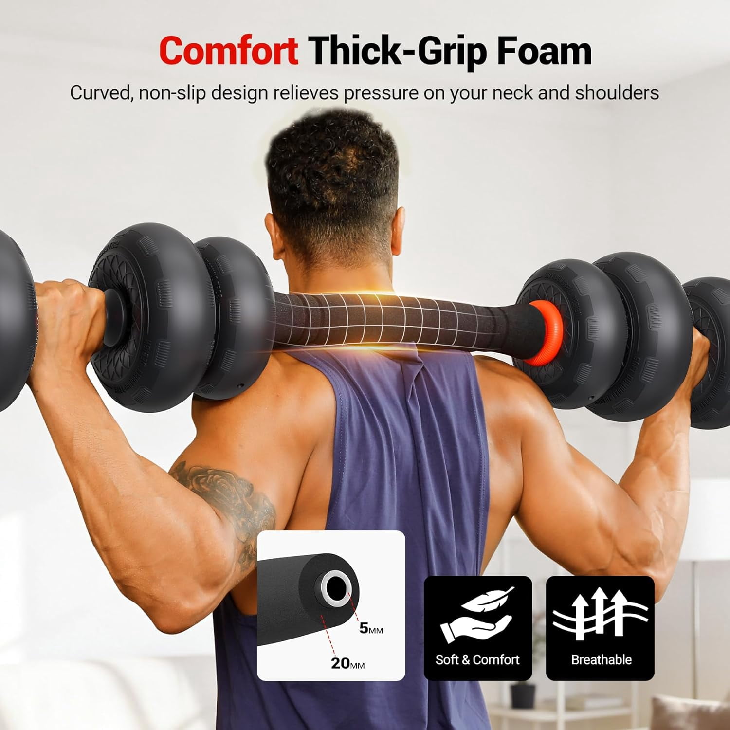 Yoleo 5-in-1 Adjustable Dumbbell Set with Silent Anti-Collision Plates, Connector Bar & Push-up Stand for Home Gym
