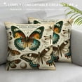 thumbnail image 3 of Orinice  Dragonfly Throw Pillow Cushion Cover, Retro Style Butterflies with Flower Petals and Grunge Effects Art, Decorative Square Accent Pillow Case, Brown Caramel White, 3 of 5