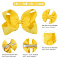 thumbnail image 2 of 4 PCS 6" Big Hair Bows for Girls Alligator Clips Grosgrain Ribbon Solid Color Hair Accessories for Little Teen Toddler Girls, 2 of 7