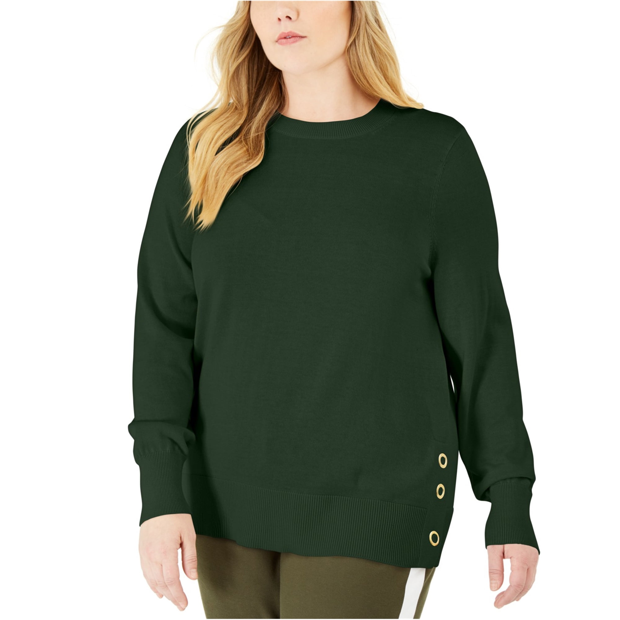 Michael Kors Womens Side Hem Snap Pullover Sweater Green 0X Walmart