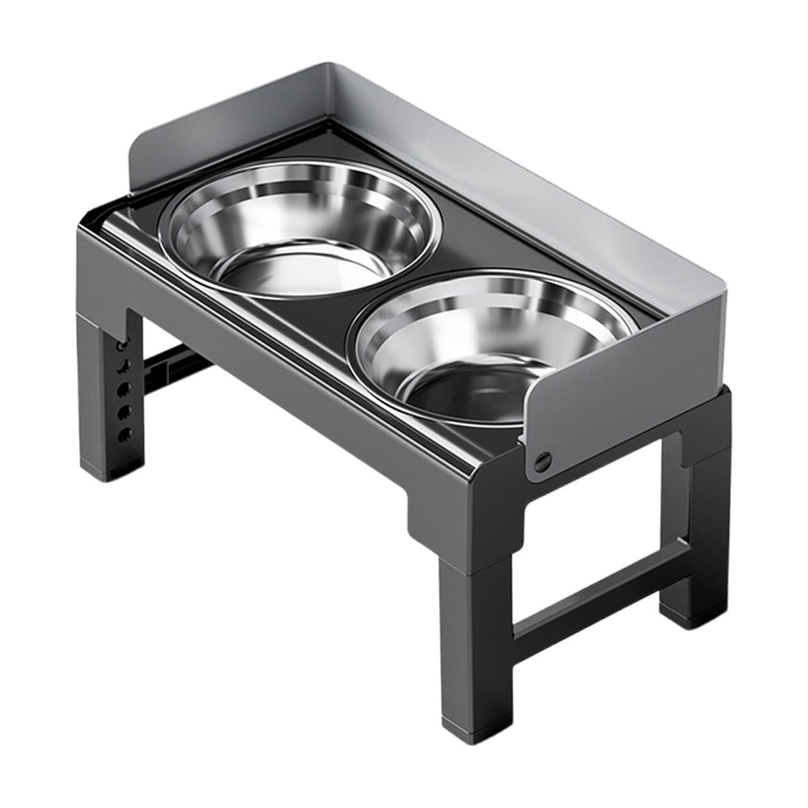 Tuvgenk Pet Elevated Feeding Stand Adjustable Height Double Bowl Set Neck Support Slow Eating Separate Water Food Detachable Daily Care