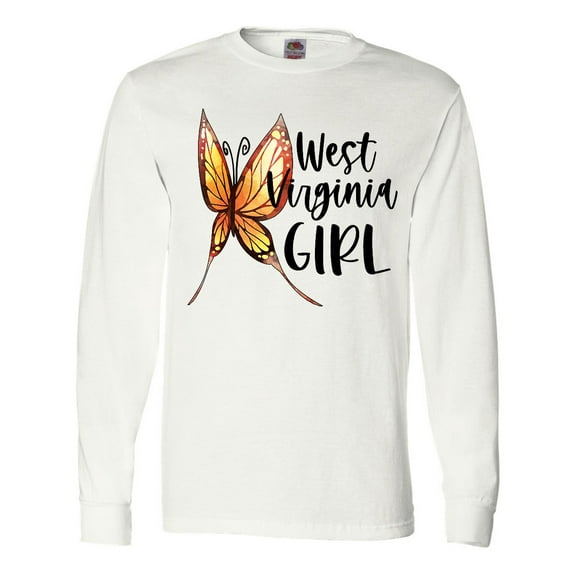 Inktastic West Virginia Girl- Butterfly Long Sleeve T-Shirt