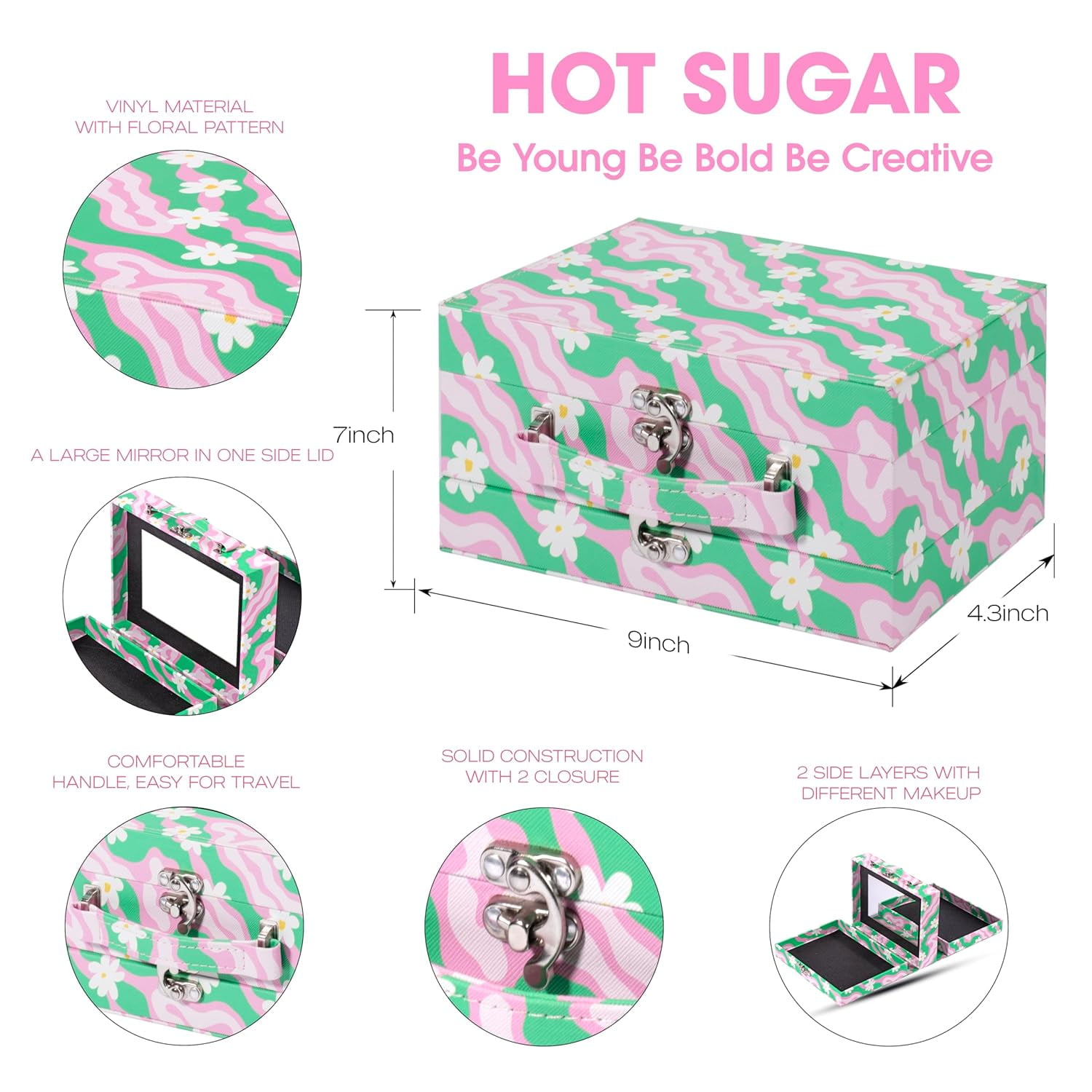 Hot Sugar Makeup Kit for Preteen Girls 10-12, Birthday Christmas Makeup Gift Set for Teens 16-18, All in One Beginner Makeup Kit for Women Full Kit (Floral Green)