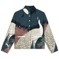 thumbnail image 4 of Jackets for Women Winter Coat Jackets Flannel Stand Collar Jacket(Peacock Moonlit Garden,Size:S-4XL), 4 of 7