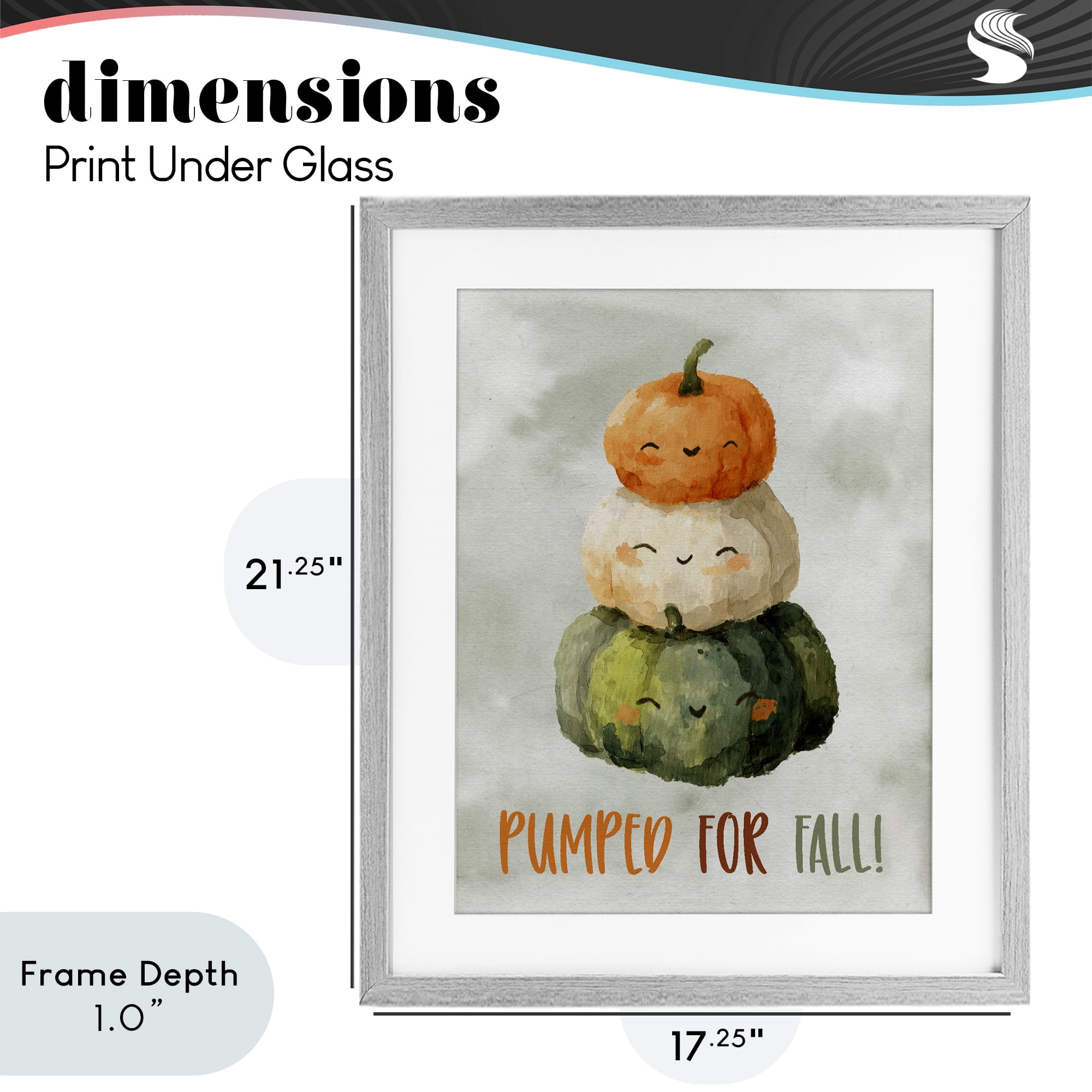 Stupell Industries Smiling Pumpkins Pumped For Fall Gray Framed Print Under Glass, design by Ziwei Li