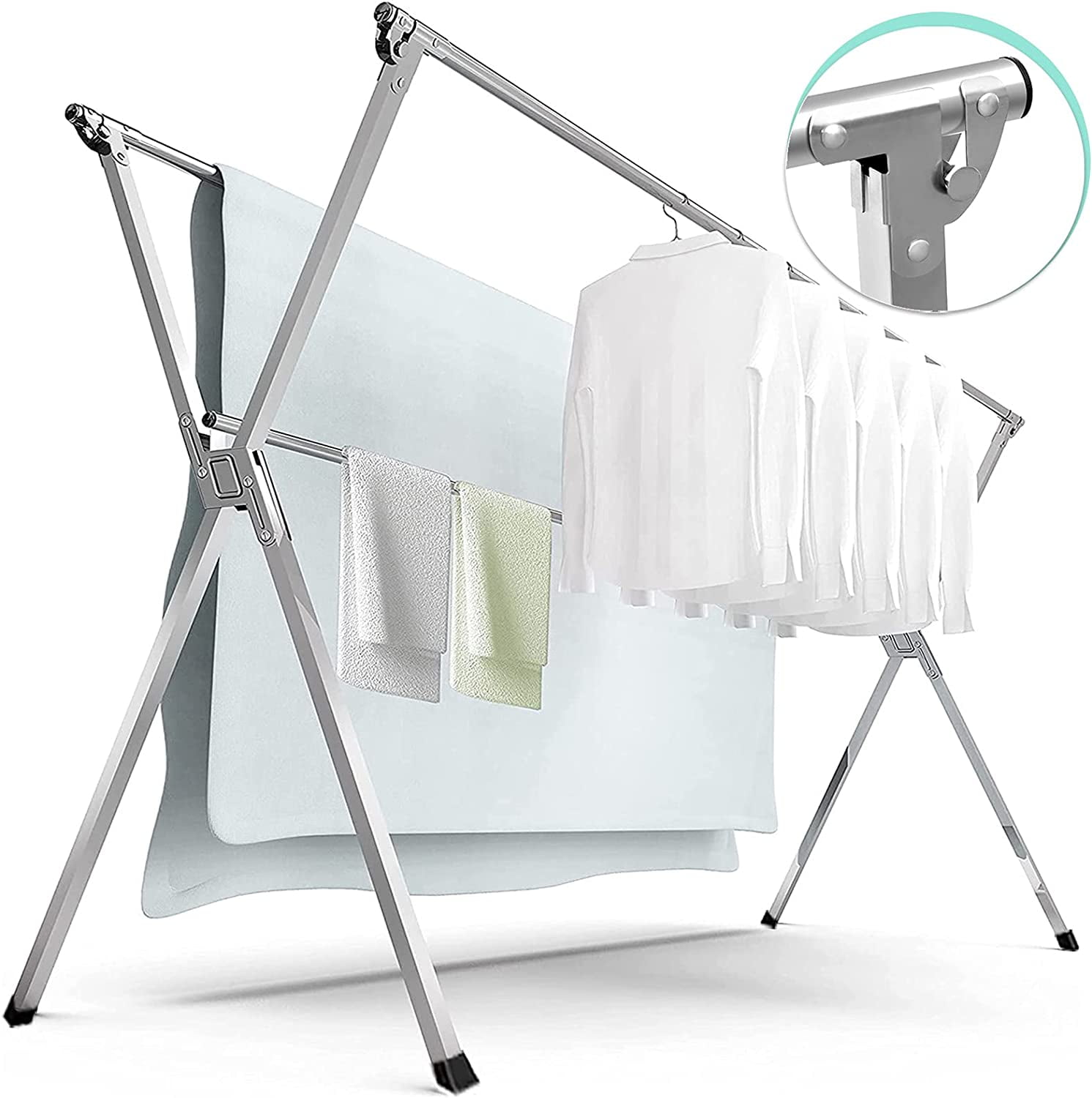 Details about   Laundry Drying Rack Heavy Duty Collapsible Folding Clothes Stainless Steel 