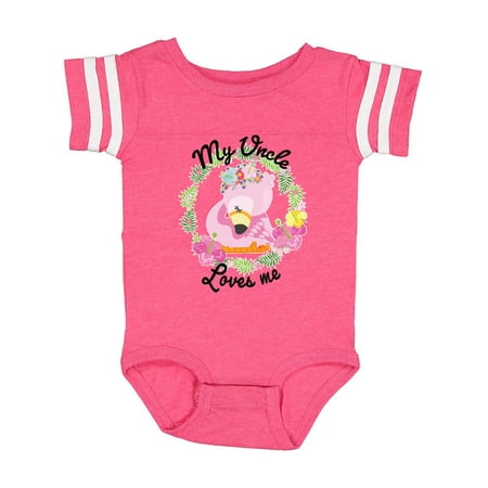 

Inktastic Baby Flamingo My Uncle Loves Me with Flower Wreath Gift Baby Boy or Baby Girl Bodysuit
