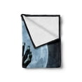 thumbnail image 2 of Halloween Soft Flannel Fleece Throw Blanket, Realistic Zombie Earth Soil Full Moon Bat Horror Story October Twilight Themed, Cozy Plush for Indoor and Outdoor Use, 70" x 90", Blue Black, by Ambesonne, 2 of 6