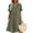 *Army Green, variant on ClodeEU Women's Linen Blend V Neck Short Sleeve Half Button Midi Dress with Pockets ,Solid Color Casual Summer Dress Army Green,Women's Plus XXXL