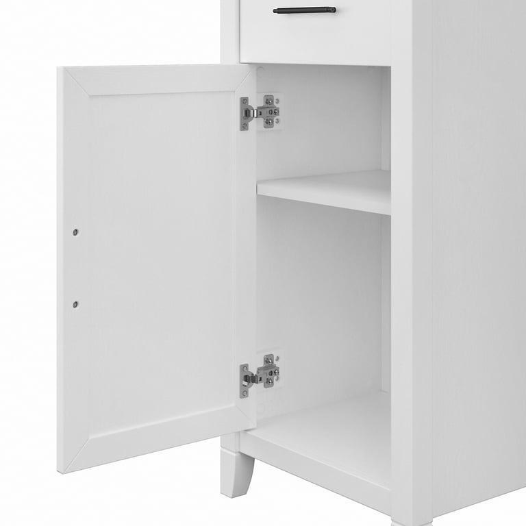 Bush Furniture Key West Tall Linen Cabinet and Over The Toilet Storage Cabinet in Driftwood Gray